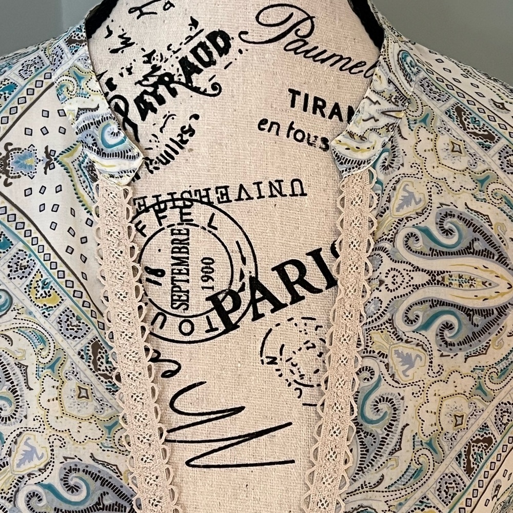 Free People Moonlight Bay mini dress | blue & white paisley print | size 8 - Picture 7 of 15